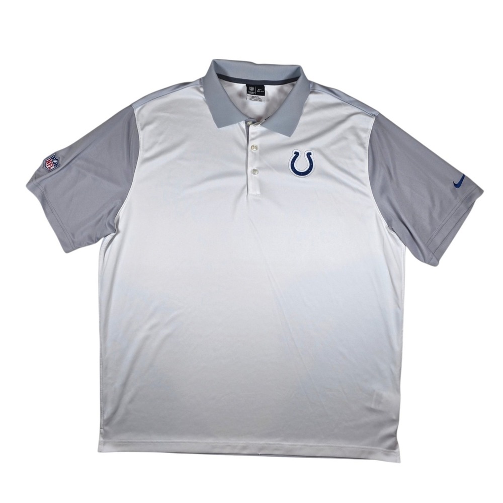Nike Dri-Fit NFL On Field Indianapolis Colts White Gray S/S Polo Shirt Men's XXL